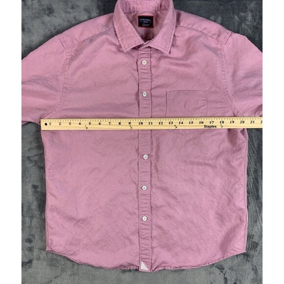 UNTUCKit Shirt Mens Medium Pink Linen Blend Long Sleeve Button Up Casual Pocket - Picture 4 of 5
